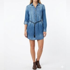 Active USA Denim Shirt Dress Small - Medium Wash + BONUS Beaded Belt Boho-Chic